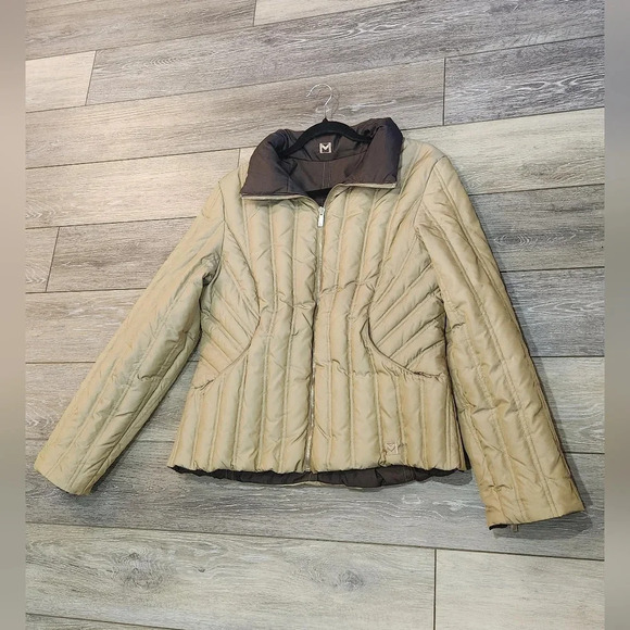 Michael Kors reversible puffer collard beige and brown womens jacket - Picture 9 of 15